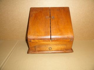 Antique Homemade Desktop Wooden Clerk Secretary Mail Organizer With Drawer