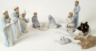 Vintage Nativity Scene Set Glazed Ceramic 6 " Tall Figures