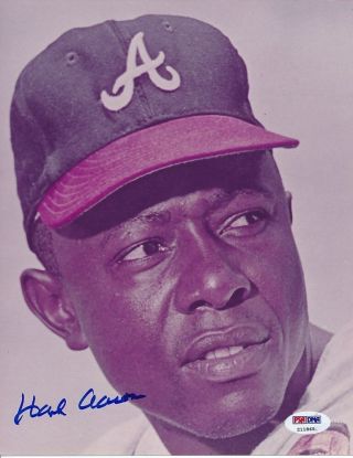 Hank Aaron Braves Signed 8x10 Photo Autograph Auto Psa/dna Z11865