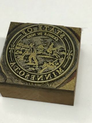 State Of Minnesota Seal Vintage Letterpress Printing Block Us Mn State Seal