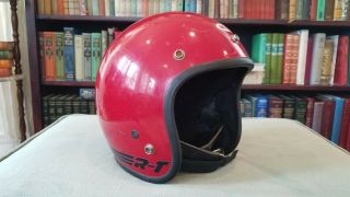 Vintage Bell Rt Open Face Motorcycle Helmet Red Size 7 Or 56 Cm Rare