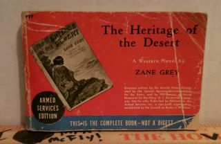 Armed Services Edition 1938 Zane Grey Pb Heritage Of The Desert Vintage Western