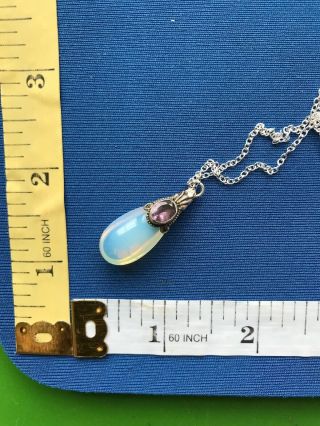 Vintage Jewellery 925 Silver Amethyst And Moon Stone Necklace (5)