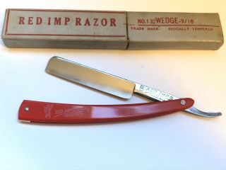 Vintage 9/16,  ” W.  R.  Case & Sons 132 Red Imp Wedge Razor Shave Ready Usa