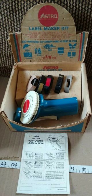 Vintage Astro Avery Label Maker Kit For 3/8 " Tape W/ Tapes
