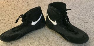 Vintage Nike Wrestling Shoes Black W/ White Swoosh Mens Size 13