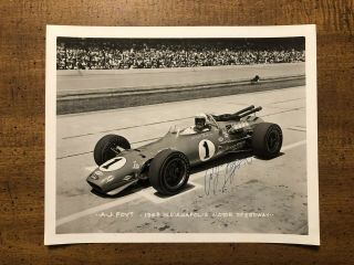 Aj Foyt Autograph Indianapolis Indy 500 Vintage Racing Photo Usac Motor Speedway