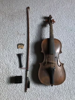 Old German 19th Century Hopf Violin Antique 1890s Restoration Project Vintage Nr