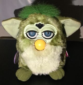Vintage 1999 Tiger Electronics Furby Green 2 Tone Striped With Blue Eyes 70 - 800
