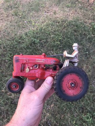 Antique Arcade Toy Cast Iron Farmall Mccormick Deering Tractor With Man