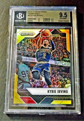 Kyrie Irving Cleveland Cavaliers 2016 - 17 Prizm Parallel Gold Prizm 08/10 Bgs 9.  5