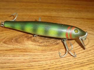 Vintage Fishing Lure Wooden Pflueger Mustang Series 8900 Nat.  Perch Scale C1939