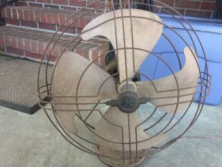 Antique General Electric Ge Oscillating Fan 16 " Runs For Age