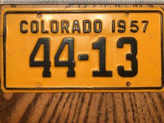 1957 Colorado Motorcycle License Plate Vintage 44 13 Antique