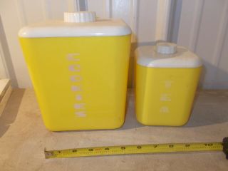 Vintage Lustro Ware Plastic Canister Yellow Cookie Jar & Tea Canister