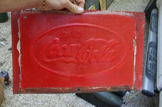 Vintage Drink Coke Coca - Cola Advertising Sign Tin Metal Embossed Soda Pop 19