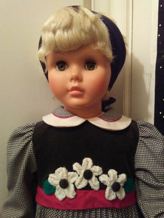 vintage Patti playpal type doll 35  tall with green eyes and pale blonde hair 2