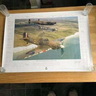 Ww2 Memorabilia.  Battle Of Britain Memorial Flight Signed Unframed Poster