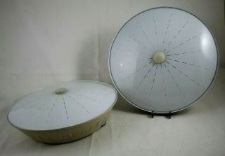 Pair Mid - Century Vintage Starburst Ufo Atomic Flush Ceiling Light Fixtures 14 "