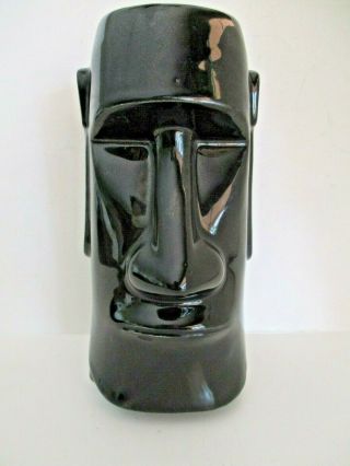 Vintage The Islands Phoenix Moai Tiki Mug Glossy Black Pottery