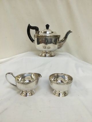 Vintage Viners Sheffield Silver Plated 3 Piece Alpha Teaset Teapot Georgian