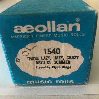 Aeolian Music Roll Player Piano Vintage 1540 Those Lazy Hazy Crazy Days Summer