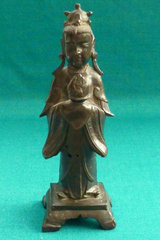 Lovely Quality Vintage Chinese/japanese Bronze Lady Buddha Figure Figurine