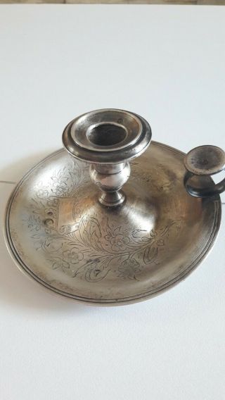 Antique Ottoman Turkish Solid Silver Candle Holder.  Tughra Hallmarks.  18c