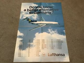 Vintage Poster Boeing 727 Lufthansa German Airlines Airways