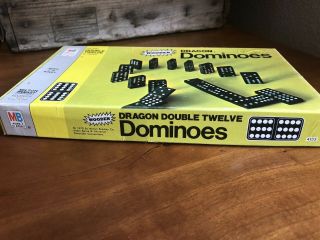 Dominoes Vintage Milton Bradley Dragon Double 12 - Wooden - Complete Set Of 91 - 1970