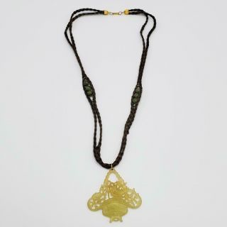 Vintage Hobé Chinese Carved Nephrite Jade Necklace 2