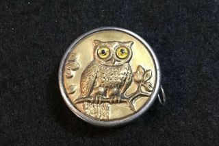 Vintage Round Gold Owl Sewing Measuring Tape