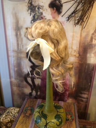 Wonderful Antique German Blonde Mohair Doll Wig 9.  5”