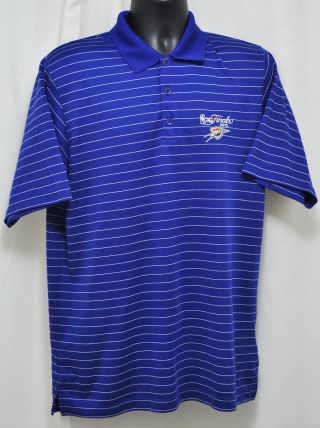 Okc Oklahoma City Thunder The Finals 2012 Blue Striped Large L Polo Golf Shirt