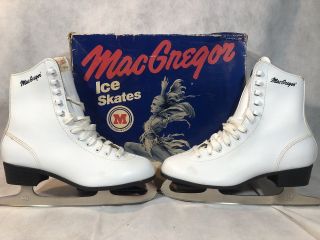 Near Vintage Macgregor White Ice Skates Womens Size 8