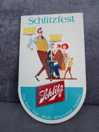 Vintage Old Rusty Schlitzfest Beer Tin Wall Mount Schlitz Bar Room Sign