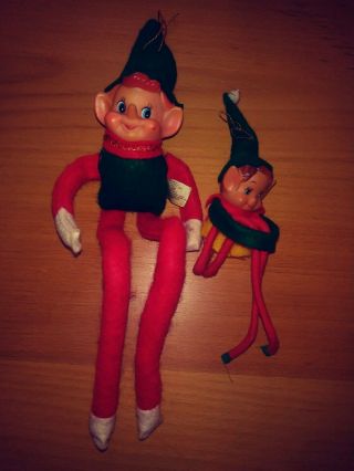 2 Vintage Christmas Knee Hugger Pixie/elves Japan - Green & Red