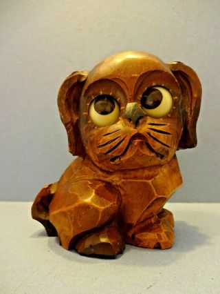 " J.  Oswald " Hand - Carved Black Forest Puppy Dog With Rolling Eyes,  C 1930s