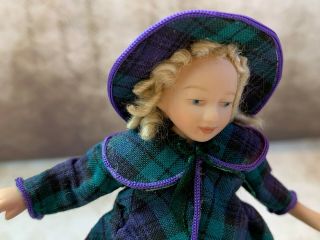VINTAGE Miniature Dollhouse UK Artisan Porcelain Little Girl Arms Open Blonde 2