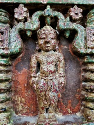 Antique Hand Carved Wood Jain Door Lintel From India