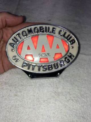 Vintage Aaa Pmf Pittsburgh Pa Car Auto License Plate Topper Grammes Inc