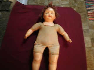 Vintage 25 " Composition Doll,  Cloth Body,  Open Mouth & Teeth,  Needs Tlc