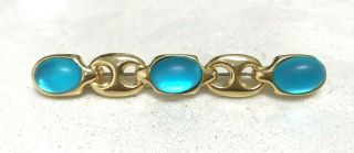 Vintage Signed Paolo Gucci Pin - Brooch - Gold Plated - Blue Stones