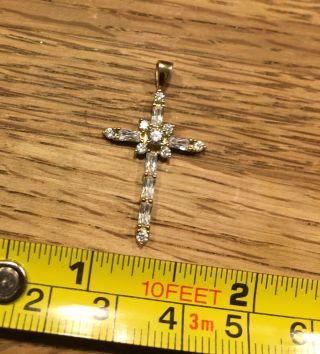 1.  6 Grams Marked 10k Solid Yellow Gold Cross Cz 3/4 " By 1 1/4 " Vintage Pendant
