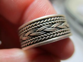 Sterling Silver 925 Estate Vintage Rope Braided Weave Solid Band Ring Size 5