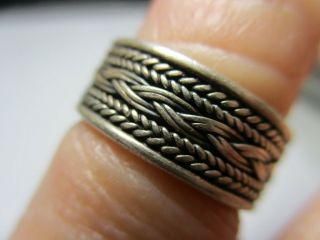 STERLING SILVER 925 ESTATE VINTAGE ROPE BRAIDED WEAVE SOLID BAND RING SIZE 5 3