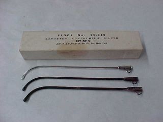 Sterling Silver Set Of 3 Jetter & Scheerer Catheter Md Usn Navy Medical