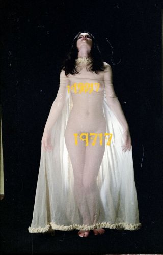 Semi Nude Girl Dreaming In Transparent Nightgown 1970s Vintage Fine Art Negative