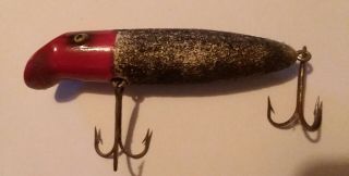 Vintage Fishing Lure Wood Paw Paw Jim Dandy Wobbler Bass Seeker Red Head Tough