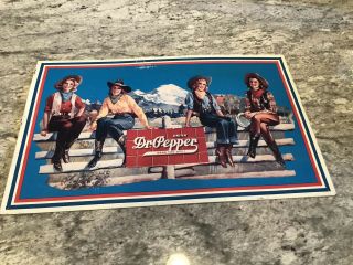 Vintage Dr Pepper Cowgirl Metal Sign - 1994